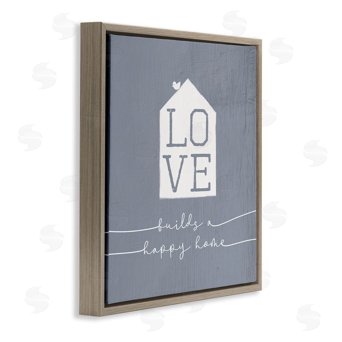 Stupell Studio Love Builds Happy Homes Rustic Blue Brown Floater Frame Canvas Art