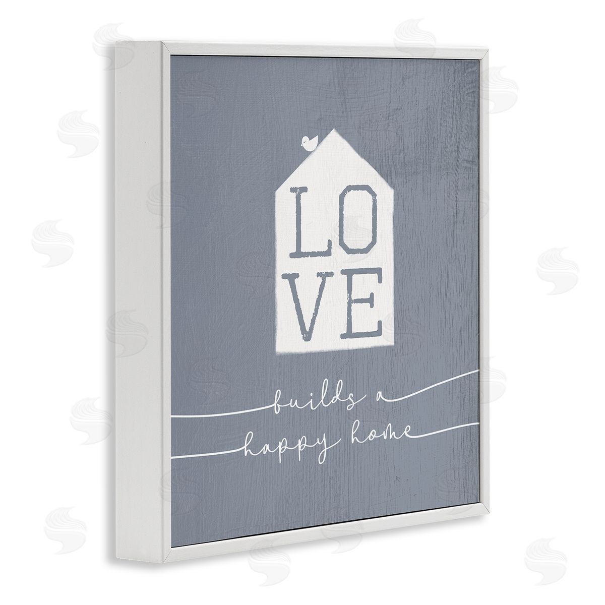Stupell Studio Love Builds Happy Homes Rustic Blue White Framed Giclee Wall Art