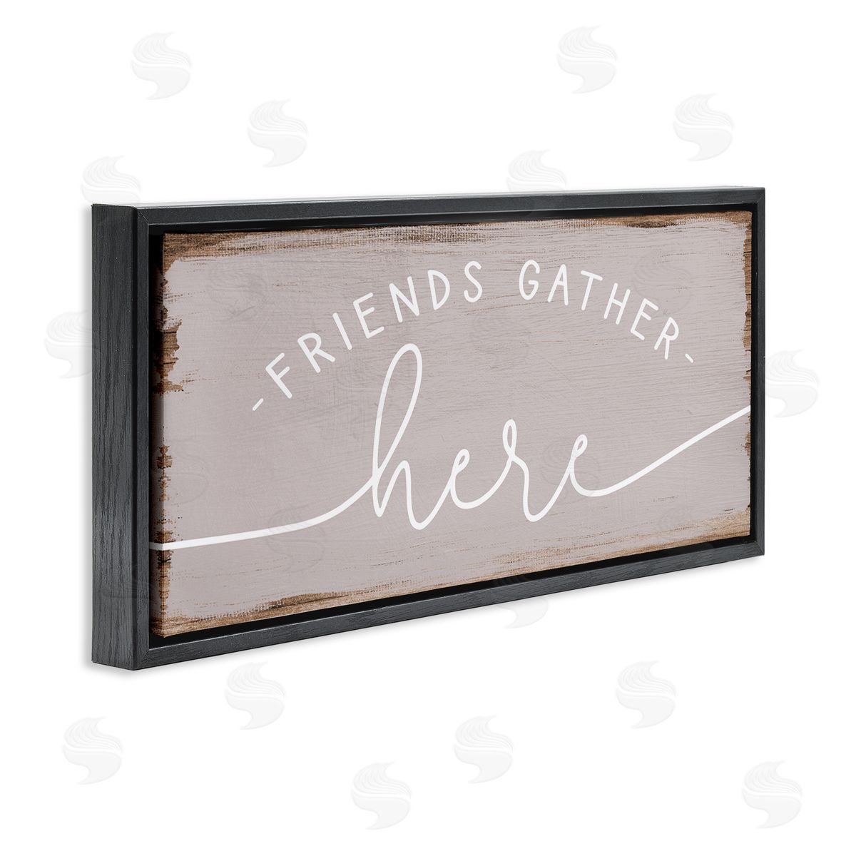 Friends Gather Here Charming Black Floating Frame Canvas Wall Art, Home Decor by Stupell Studio