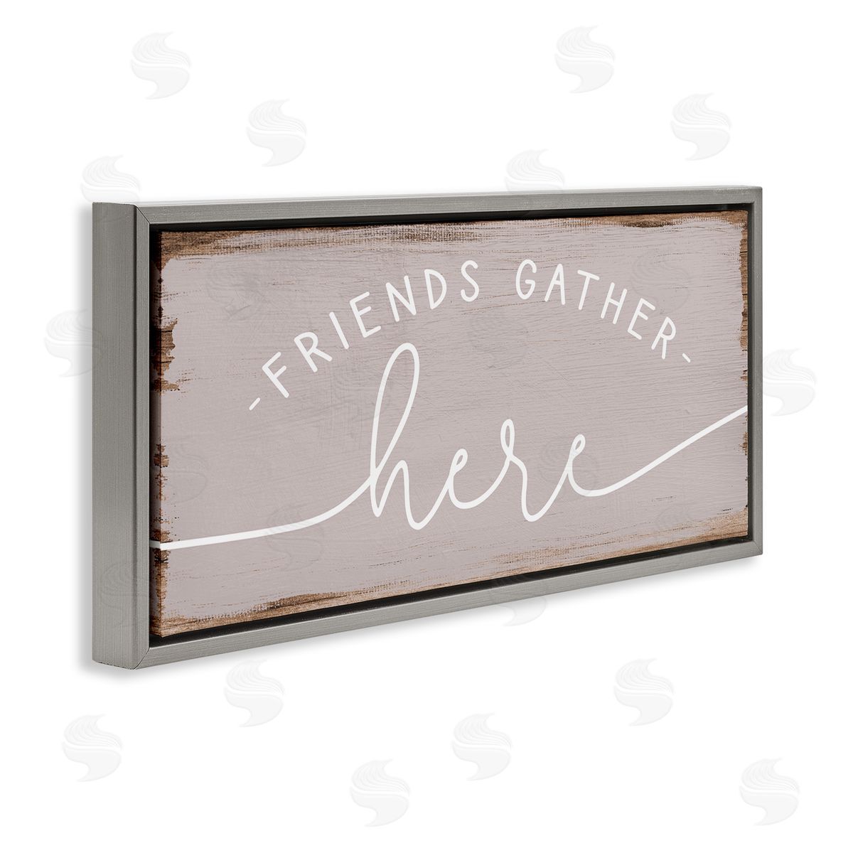 Friends Gather Here Charming Grey Floating Frame Canvas Wall Art, Home Decor by Stupell Studio