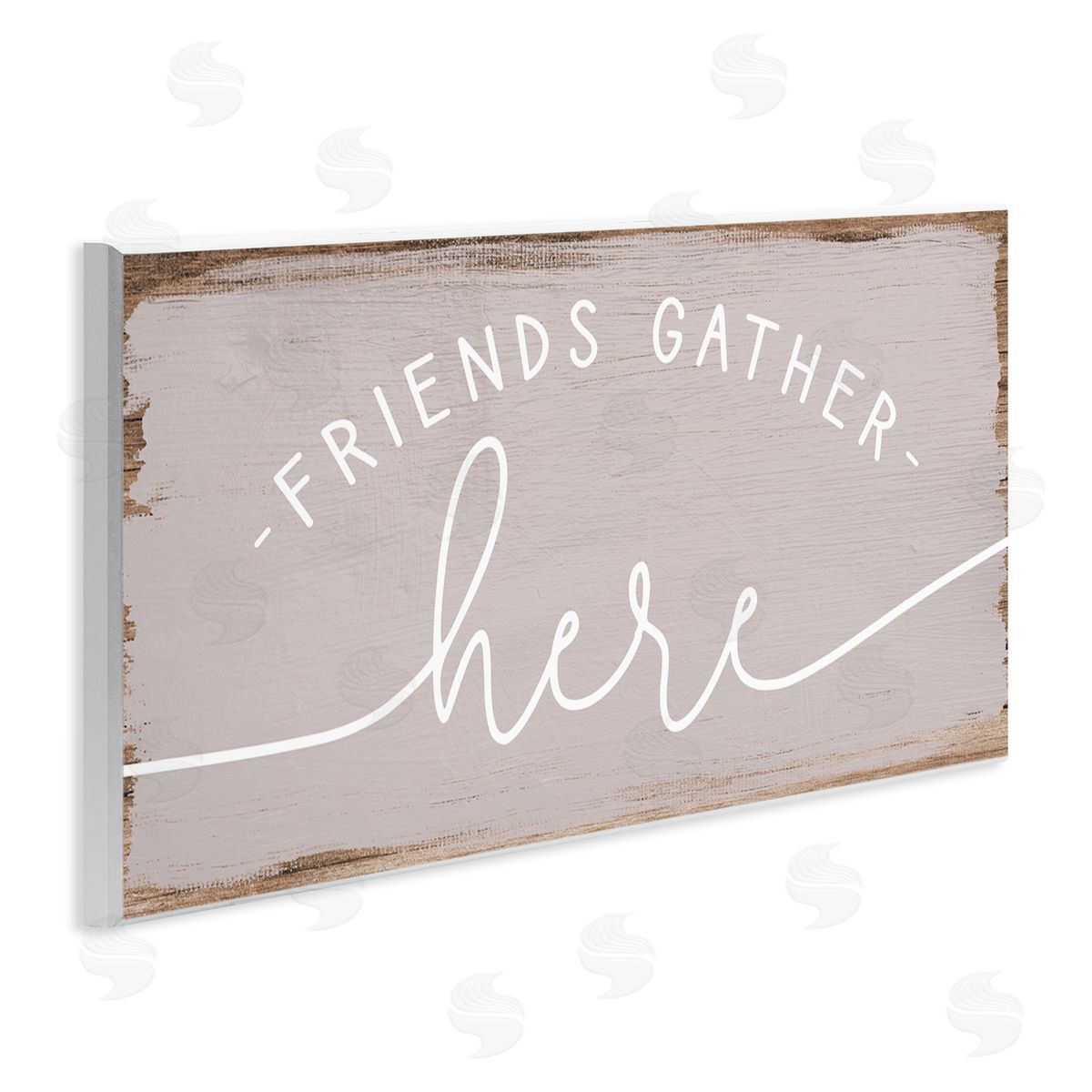 Friends Gather Here Charming Wood Plaque Wall Art, Home Decor by Stupell Studio