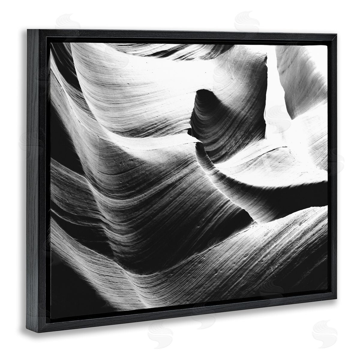 Stupell Studio Abstract Canyon Edge Smooth Rock Black Floater Frame Canvas Art