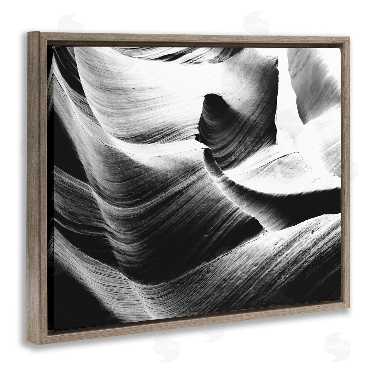 Stupell Studio Abstract Canyon Edge Smooth Rock Brown Floater Frame Canvas Art