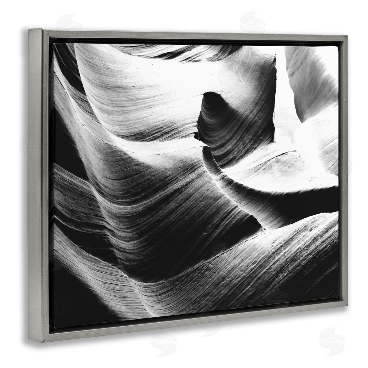 Stupell Studio Abstract Canyon Edge Smooth Rock Gray Floater Frame Canvas Art