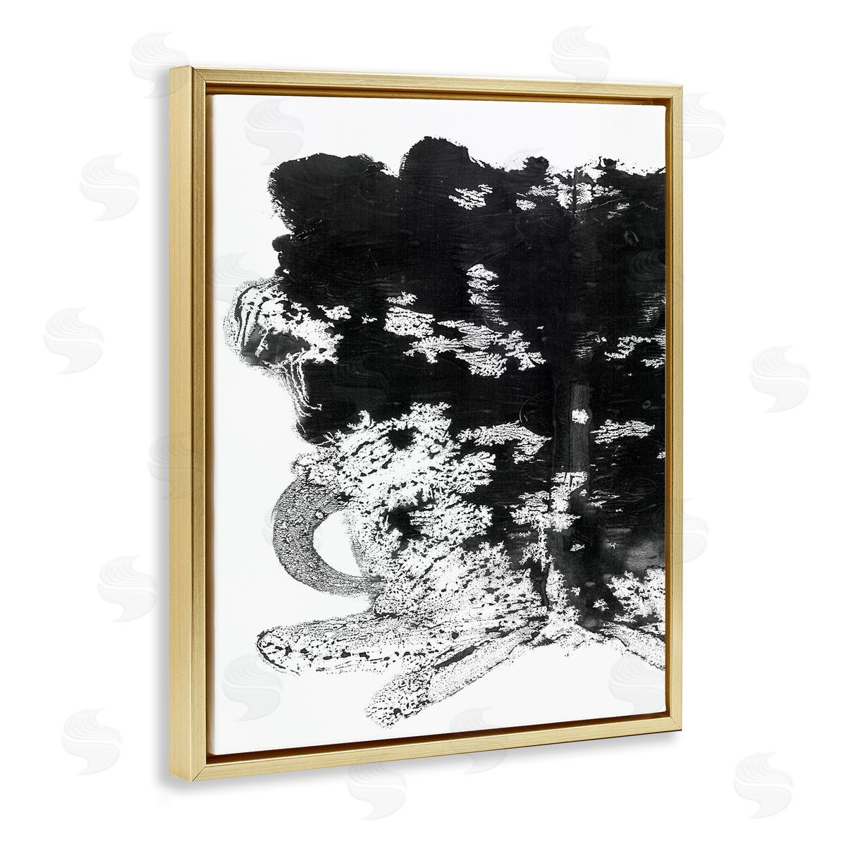Stupell Studio Abstract Textures Crystal Shapes Gold Floater Frame Canvas Art
