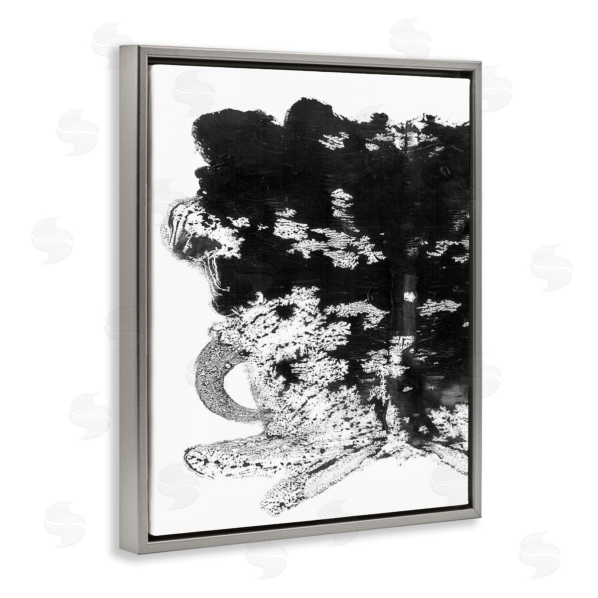 Stupell Studio Abstract Textures Crystal Shapes Gray Floater Frame Canvas Art