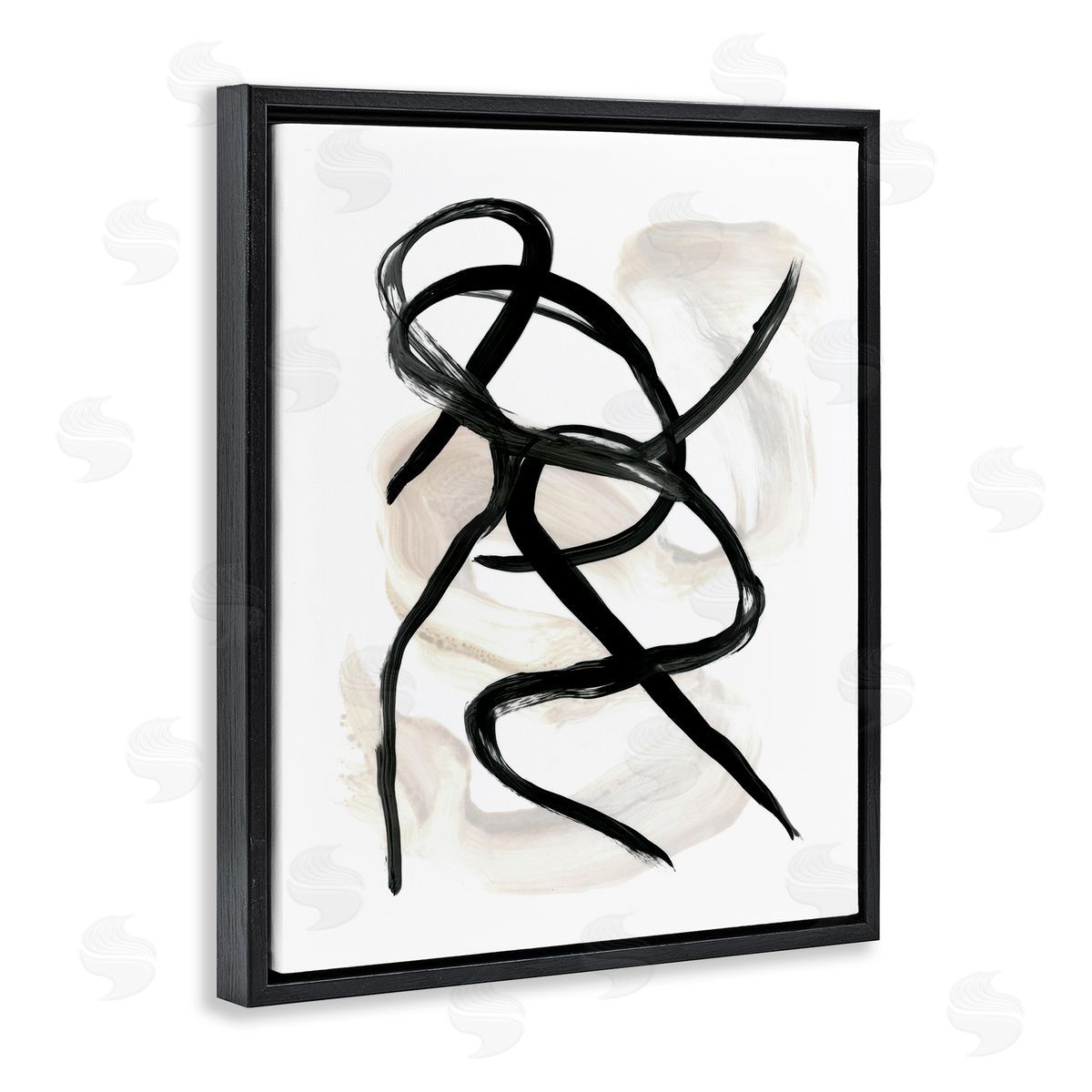 Stupell Studio Abstract Paint Strokes Black Brown Black Floater Frame Canvas Art
