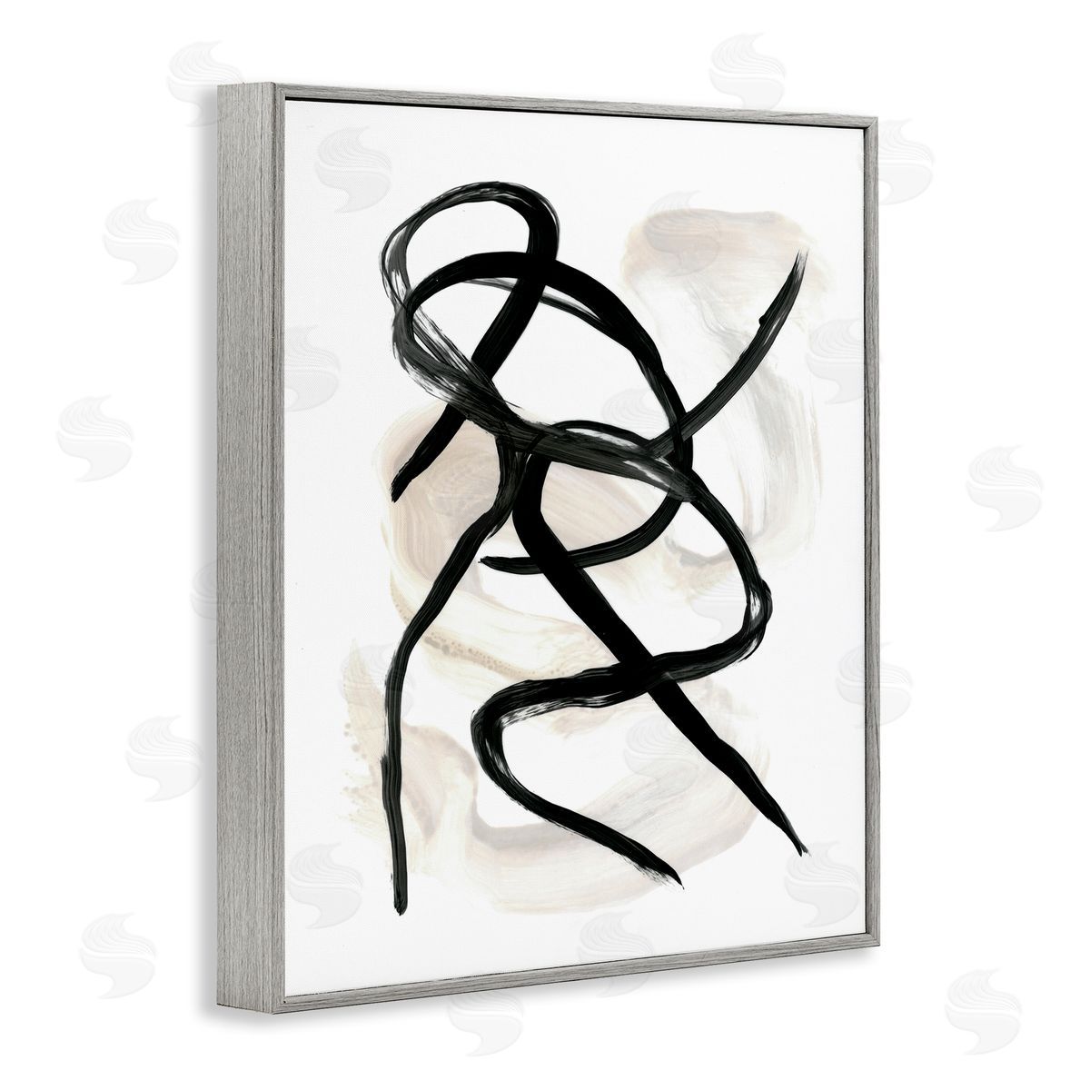 Stupell Studio Abstract Paint Strokes Black Brown Gray Framed Giclee Wall Art