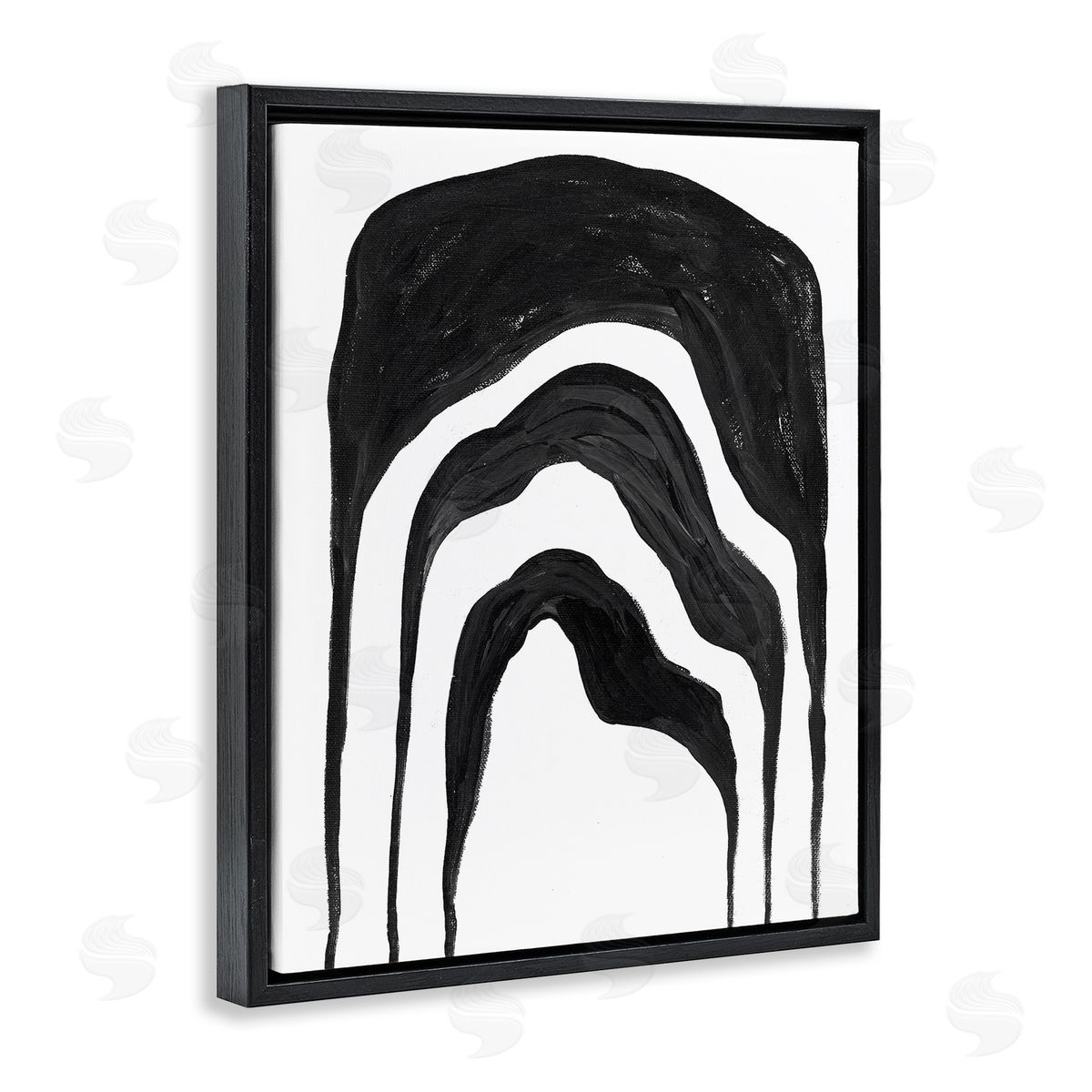 Stupell Studio Abstract Black Arches Smoke Shape Black Floater Frame Canvas Art