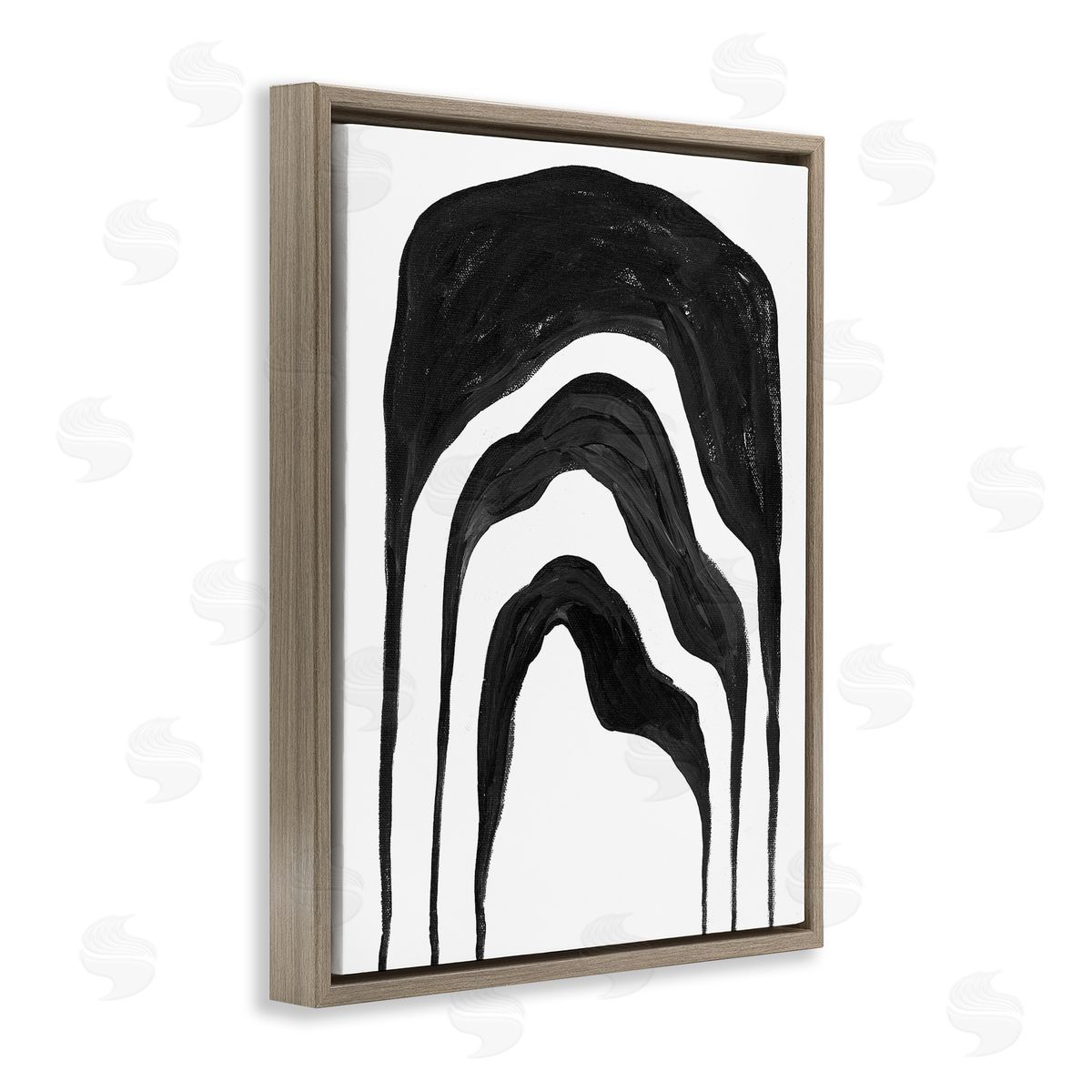 Stupell Studio Abstract Black Arches Smoke Shape Brown Floater Frame Canvas Art
