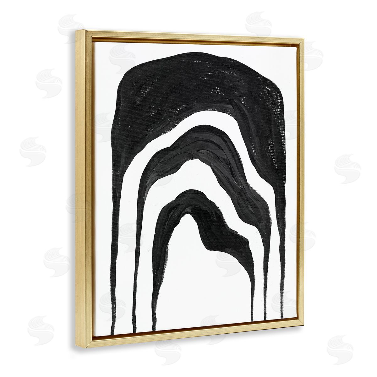 Stupell Studio Abstract Black Arches Smoke Shape Gold Floater Frame Canvas Art