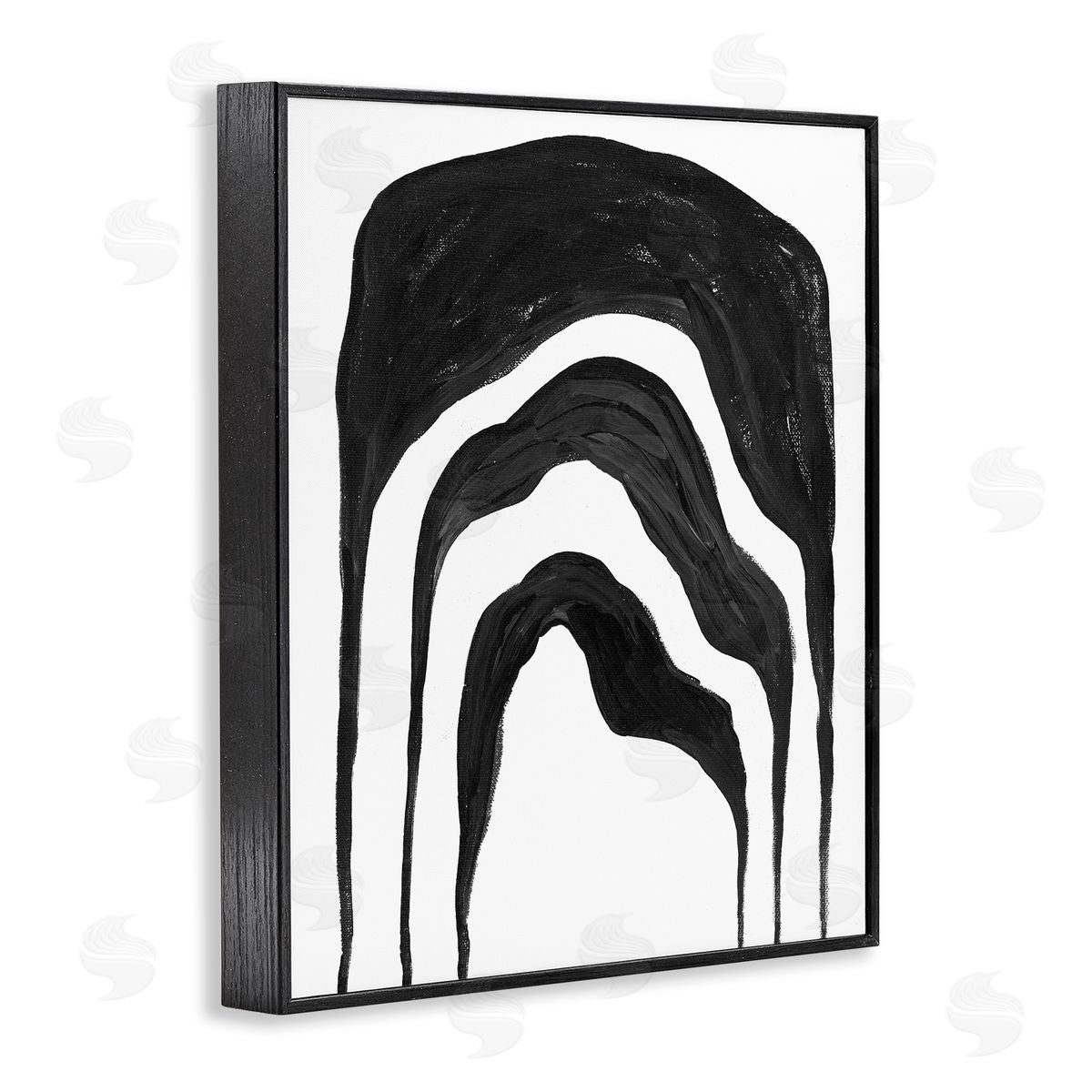 Stupell Studio Abstract Black Arches Smoke Shape Black Framed Giclee Wall Art