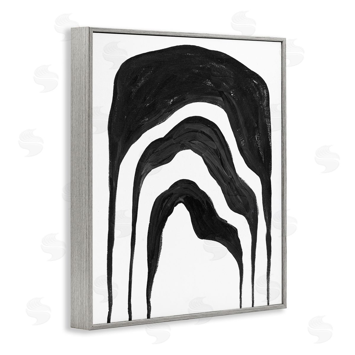 Stupell Studio Abstract Black Arches Smoke Shape Gray Framed Giclee Wall Art