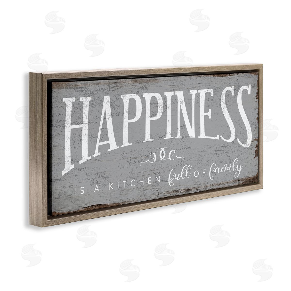 Happiness is A Full Kitchen Phrase Brown Floating Frame Canvas Wall Art, Home Decor by Stupell Studio
