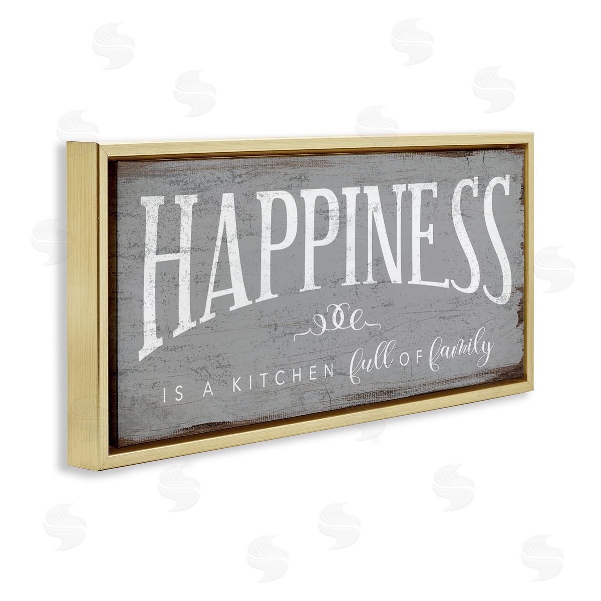 Happiness is A Full Kitchen Phrase Gold Floating Frame Canvas Wall Art, Home Decor by Stupell Studio