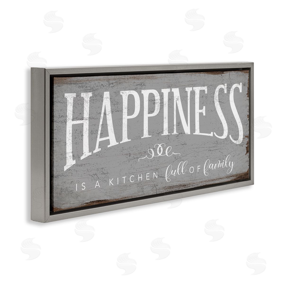 Happiness is A Full Kitchen Phrase Grey Floating Frame Canvas Wall Art, Home Decor by Stupell Studio