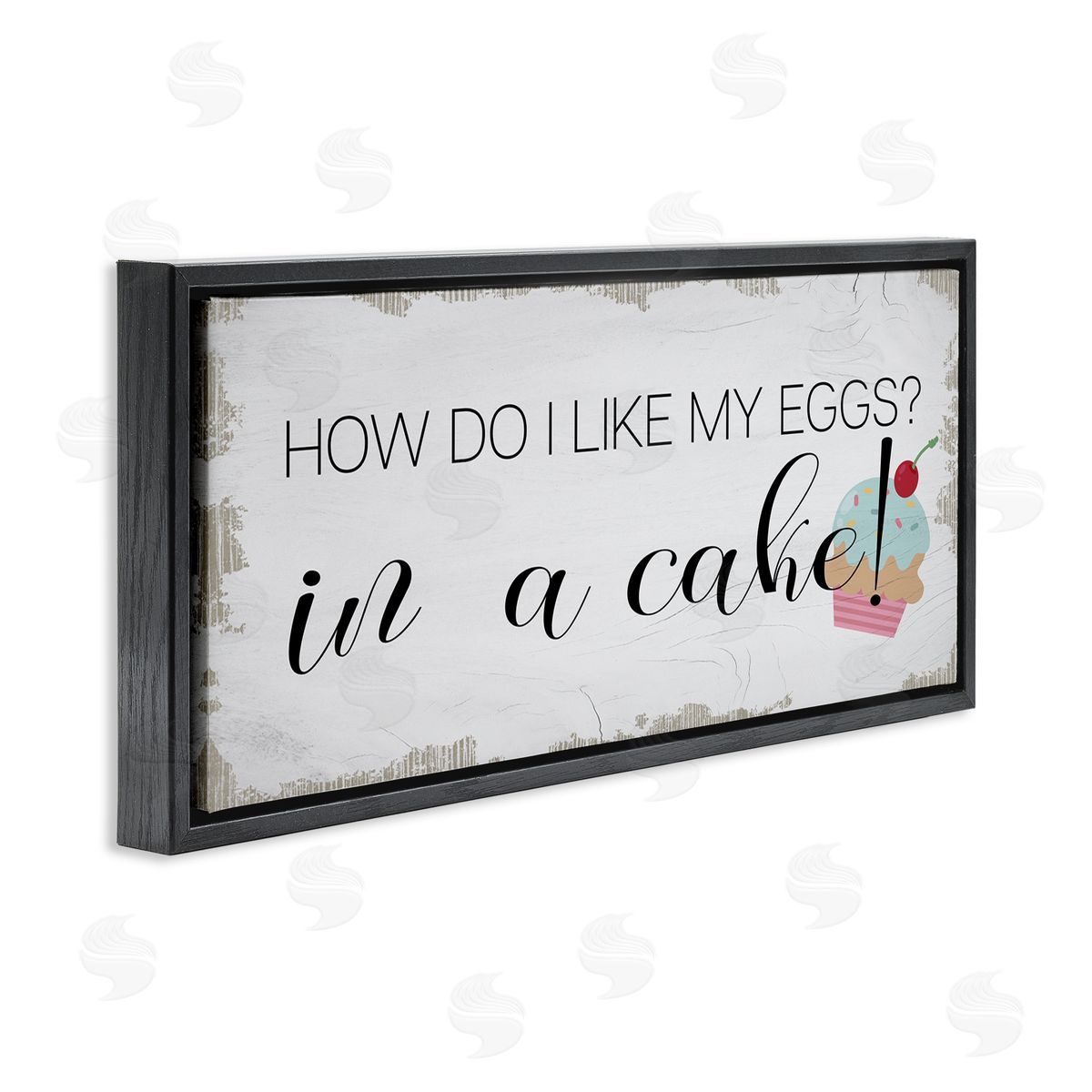 Stupell Studio Like My Eggs in Cake Cupcake Black Floater Frame Canvas Art