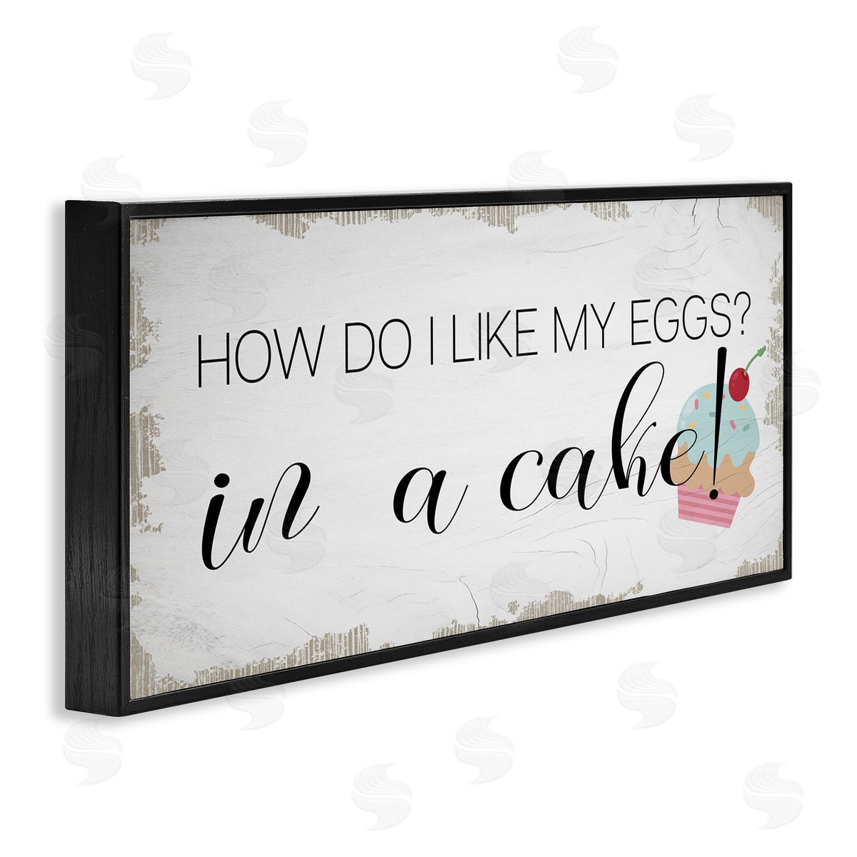 Stupell Studio Like My Eggs in Cake Cupcake Black Framed Giclee Wall Art