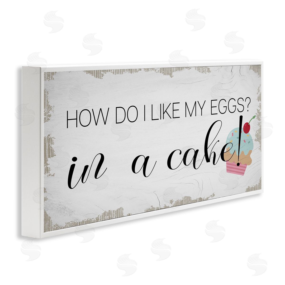 Stupell Studio Like My Eggs in Cake Cupcake White Framed Giclee Wall Art
