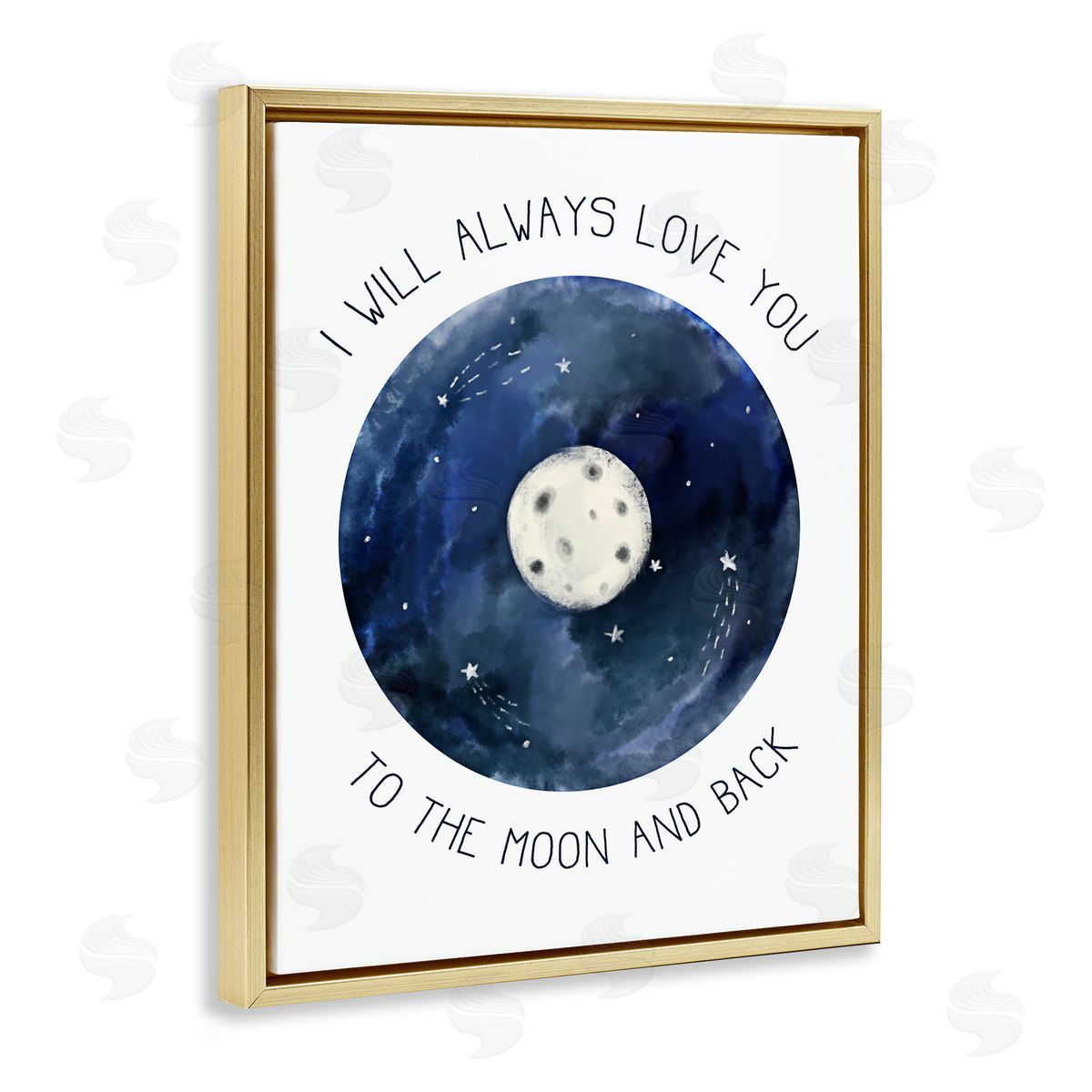 Stupell Studio Moon and Back Romantic Night Constellation Gold Floater Frame Canvas Art