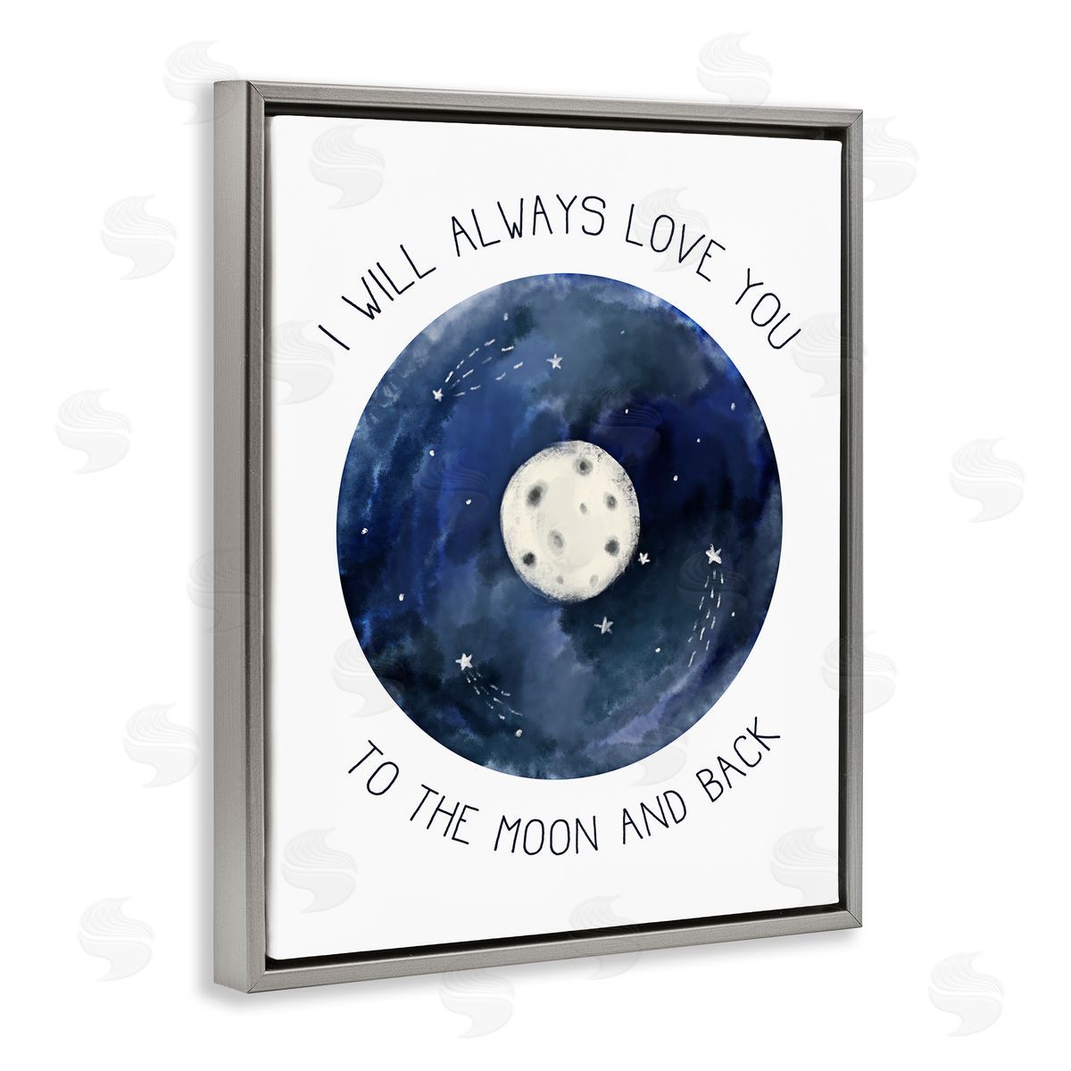 Stupell Studio Moon and Back Romantic Night Constellation Gray Floater Frame Canvas Art