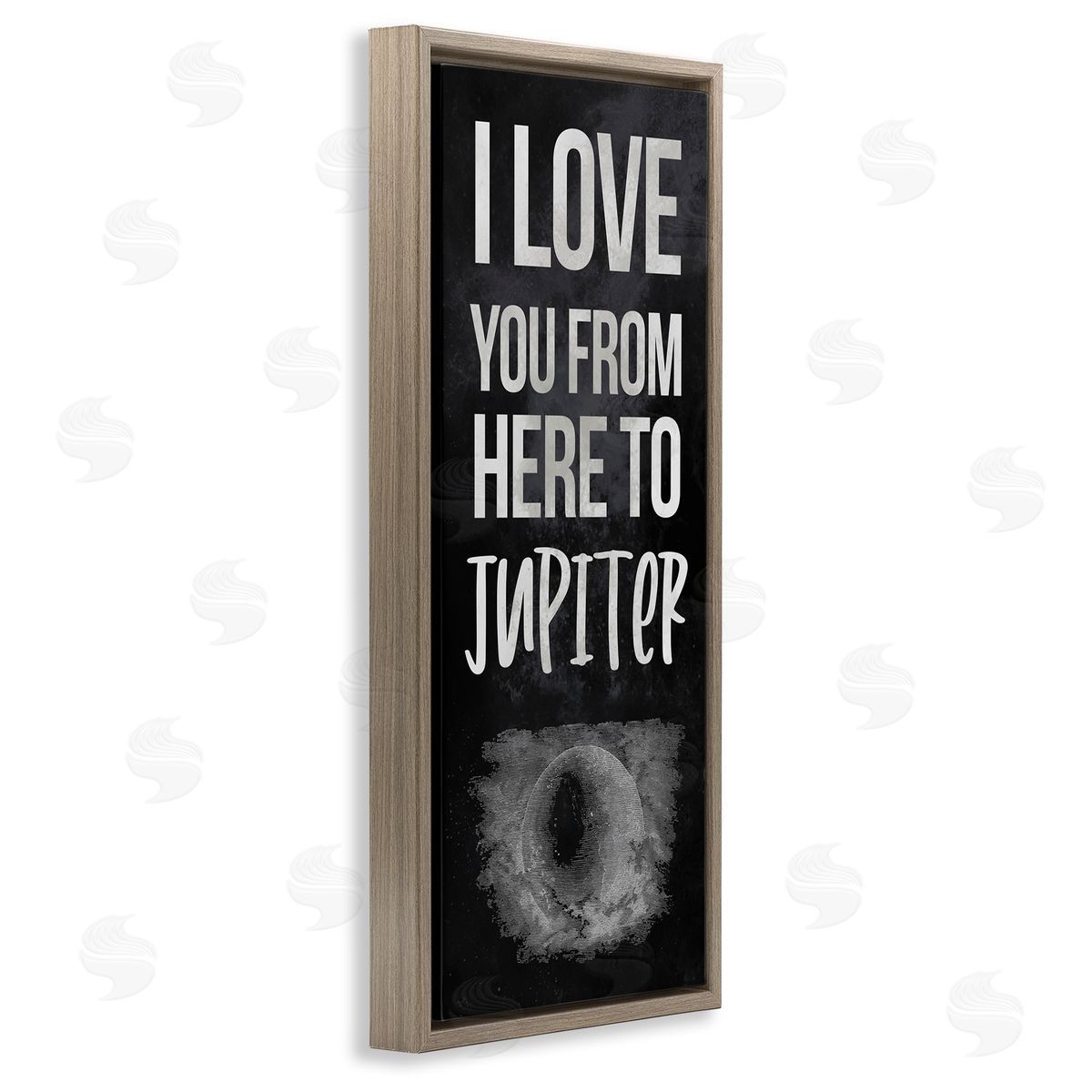 Stupell Studio Love You To Jupiter Romantic Phrase Brown Floater Frame Canvas Art