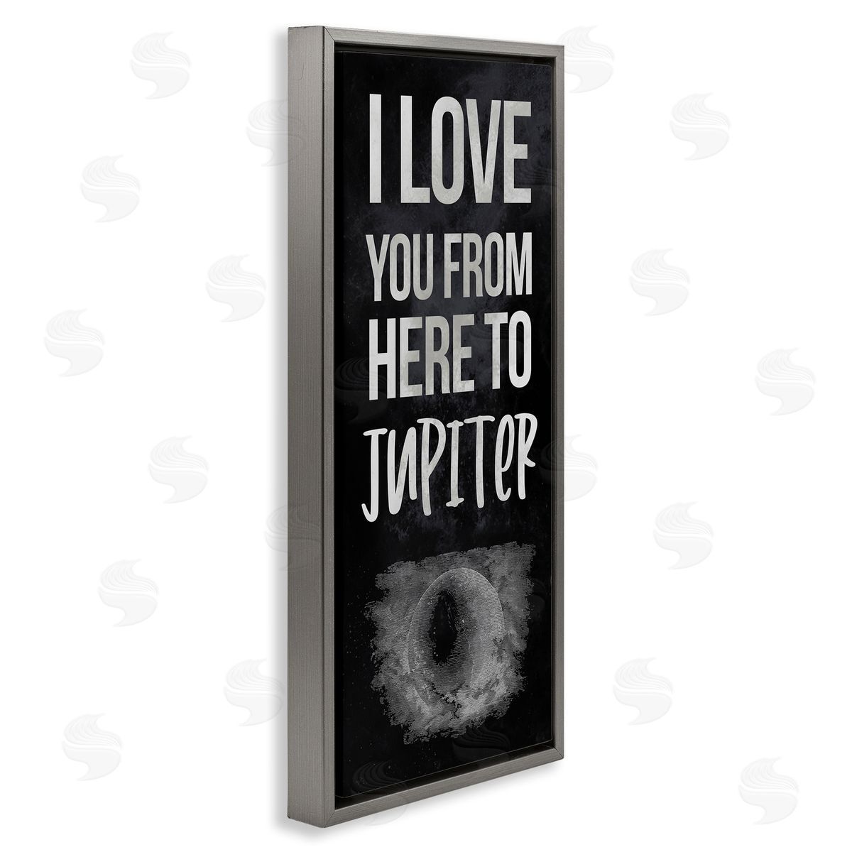 Stupell Studio Love You To Jupiter Romantic Phrase Gray Floater Frame Canvas Art