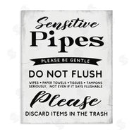Stupell Studio | Sensitive Pipes Sign Flushing Restrictions