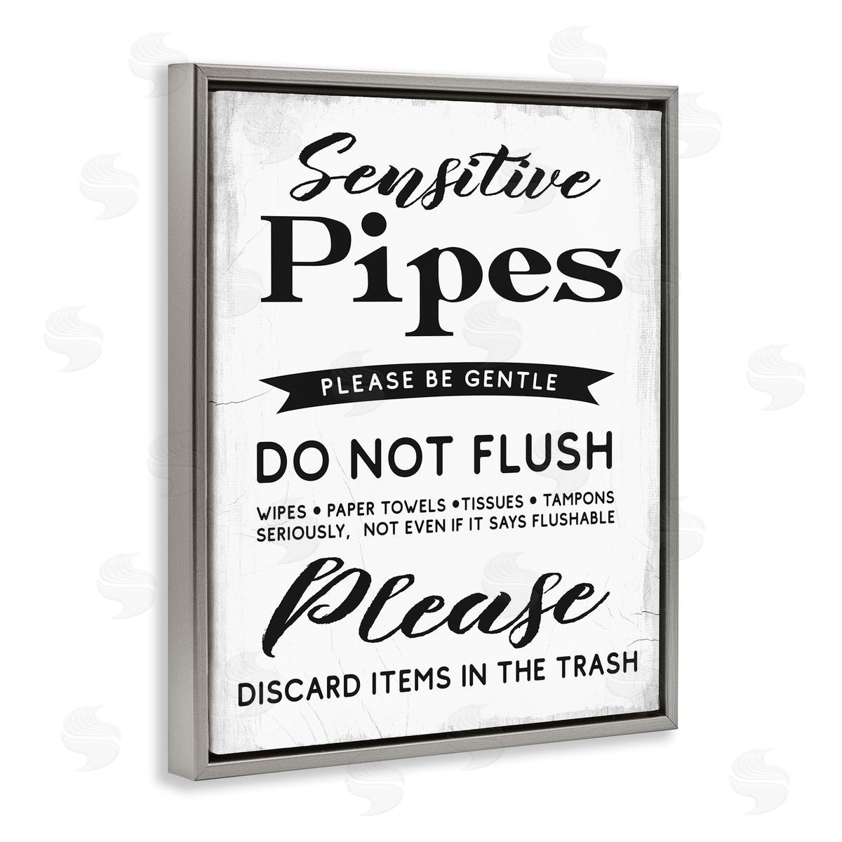 Stupell Studio Sensitive Pipes Sign Flushing Restrictions Gray Floater Frame Canvas Art