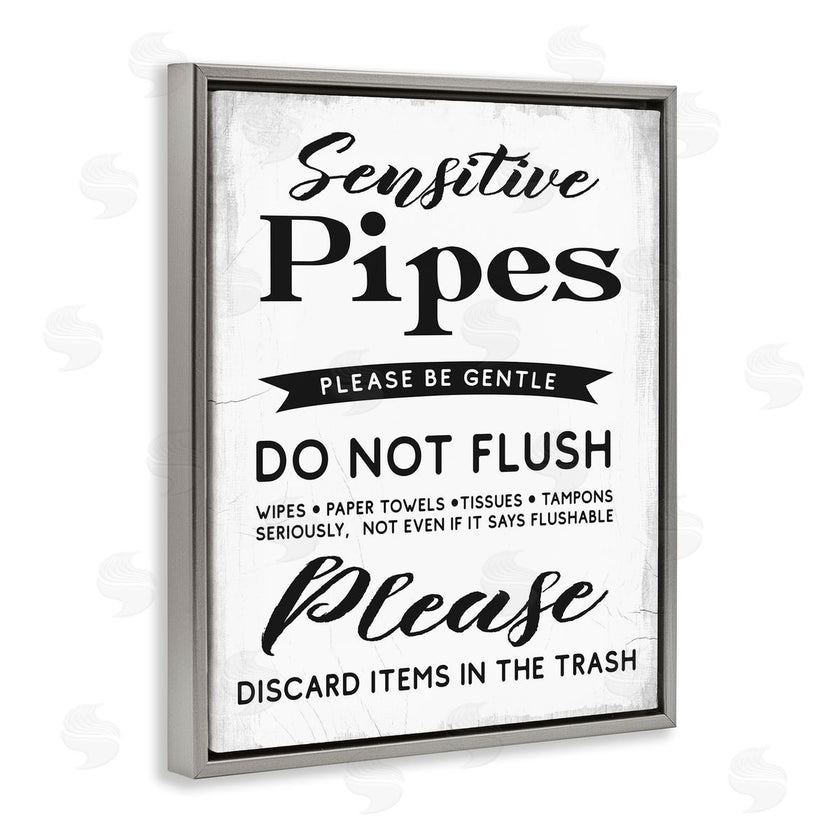 Stupell Studio | Sensitive Pipes Sign Flushing Restrictions