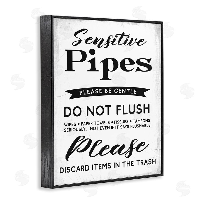 Stupell Studio | Sensitive Pipes Sign Flushing Restrictions