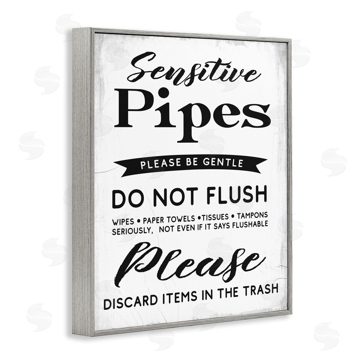 Stupell Studio Sensitive Pipes Sign Flushing Restrictions Gray Framed Giclee Wall Art