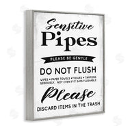 Stupell Studio | Sensitive Pipes Sign Flushing Restrictions