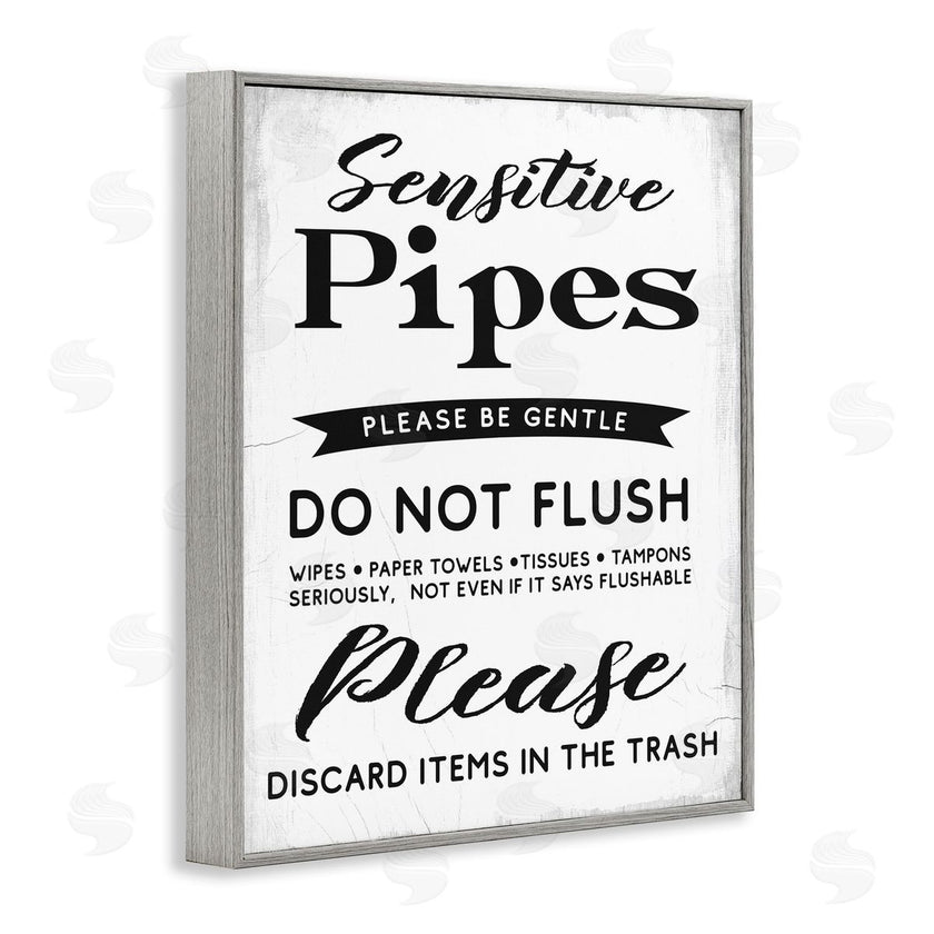 Stupell Studio | Sensitive Pipes Sign Flushing Restrictions