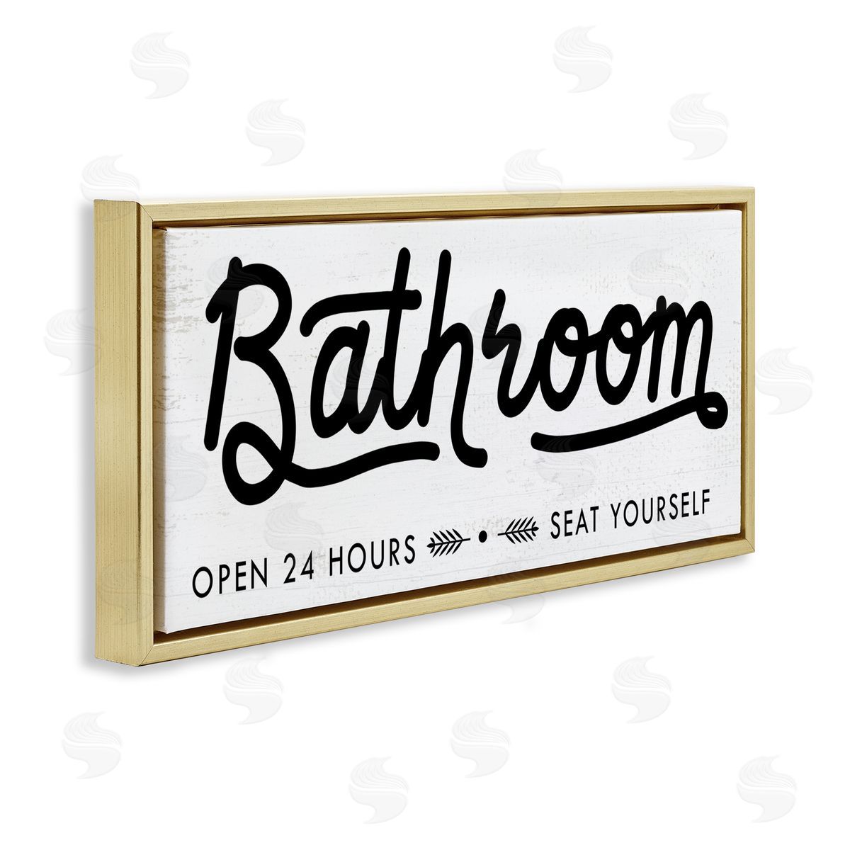 Seat Yourself Bathroom Sign Gold Floating Frame Canvas Wall Art, Home Decor by Stupell Studio