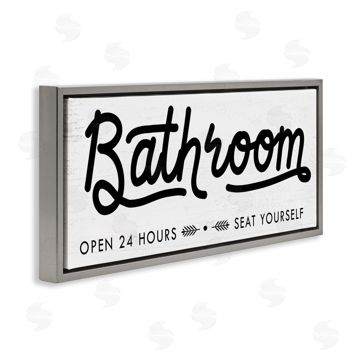 Seat Yourself Bathroom Sign Grey Floating Frame Canvas Wall Art, Home Decor by Stupell Studio