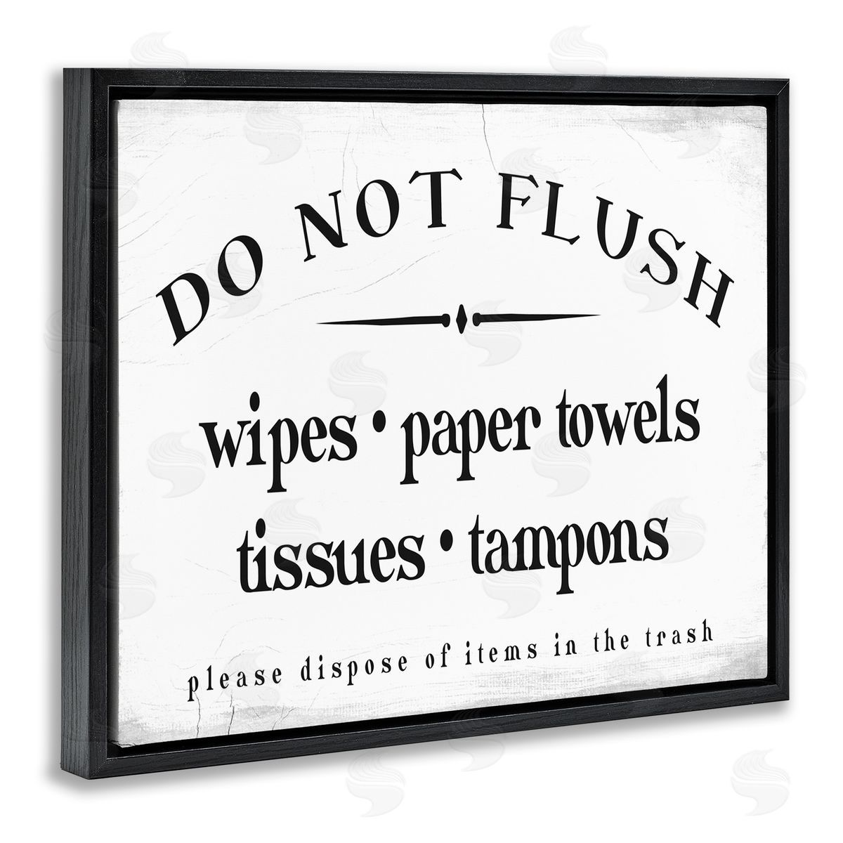 Stupell Studio Don't Flush Garbage Items Bathroom Sign Black Floater Frame Canvas Art