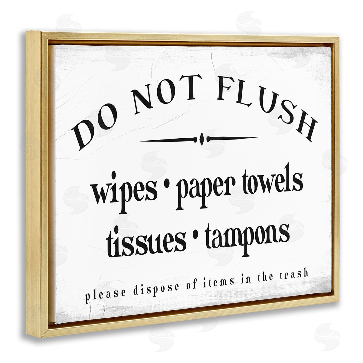 Stupell Studio Don't Flush Garbage Items Bathroom Sign Gold Floater Frame Canvas Art