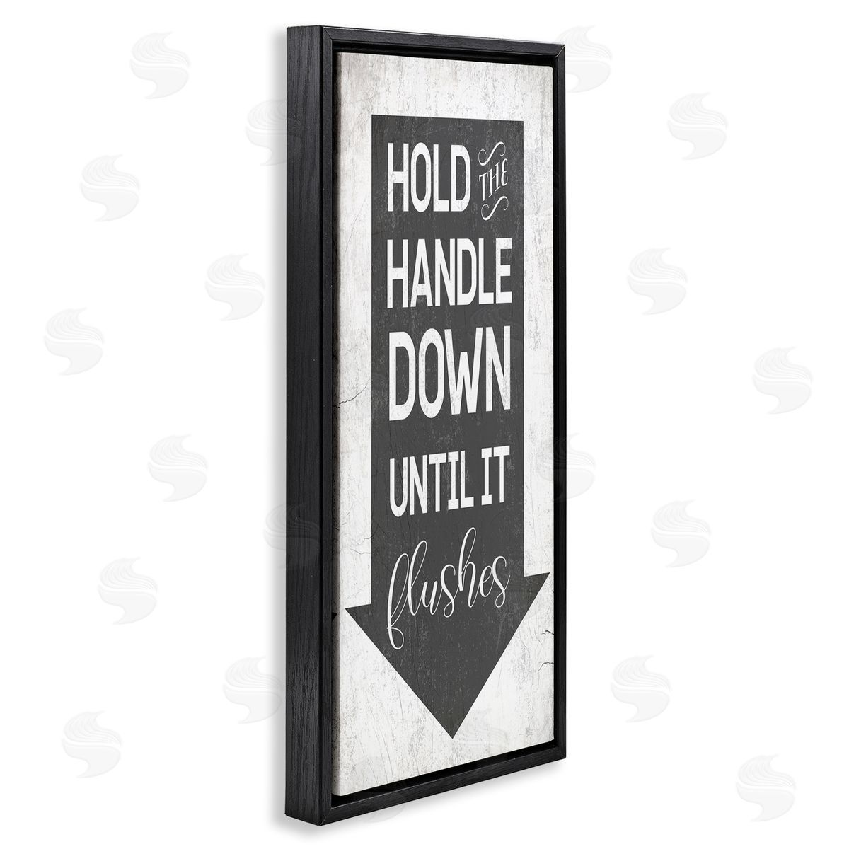 Hold Handle Down Bathroom Arrow Black Floating Frame Canvas Wall Art, Home Decor by Stupell Studio