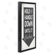 Stupell Studio | Hold Handle Down Bathroom Arrow