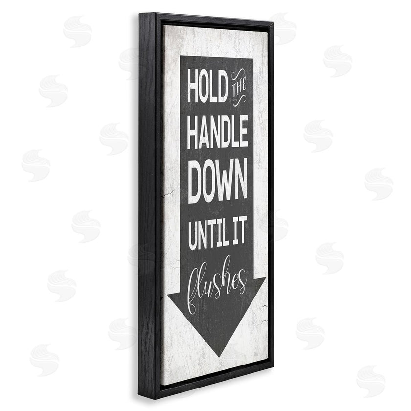 Stupell Studio | Hold Handle Down Bathroom Arrow
