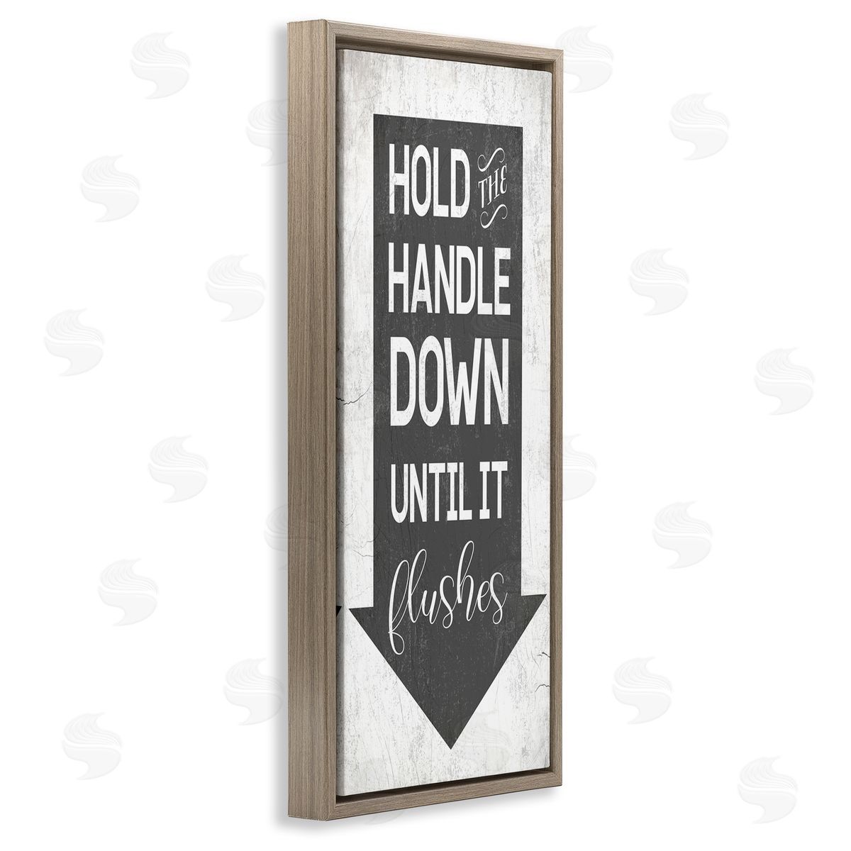 Hold Handle Down Bathroom Arrow Brown Floating Frame Canvas Wall Art, Home Decor by Stupell Studio