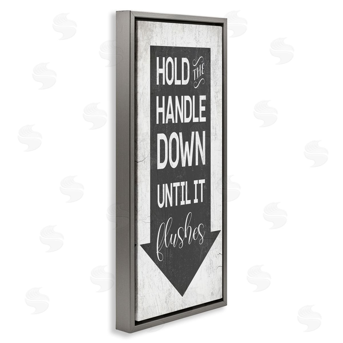 Hold Handle Down Bathroom Arrow Grey Floating Frame Canvas Wall Art, Home Decor by Stupell Studio