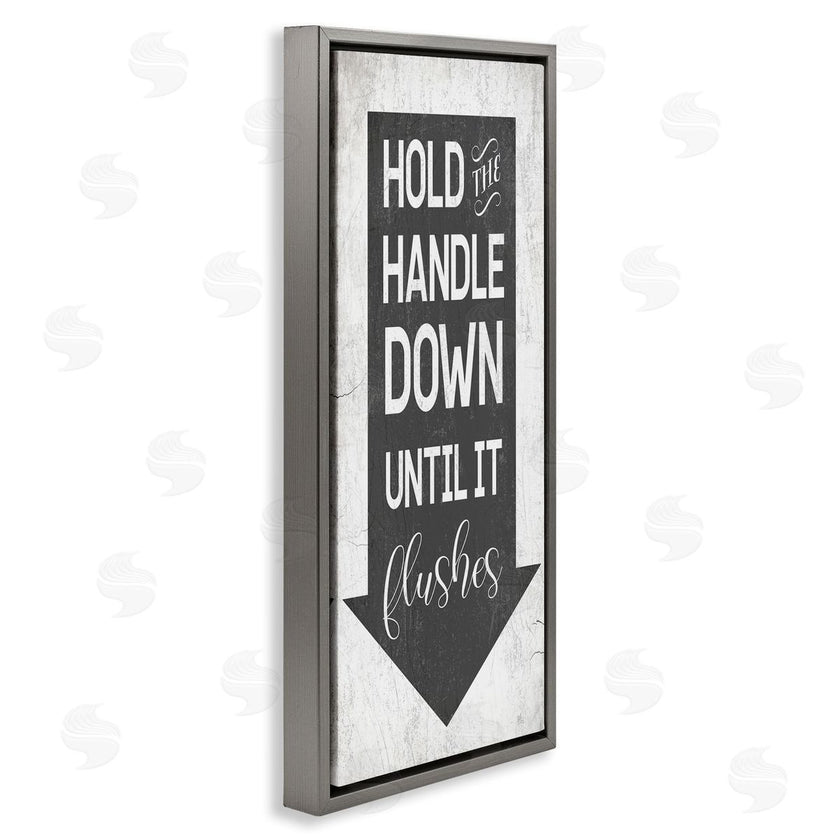 Stupell Studio | Hold Handle Down Bathroom Arrow