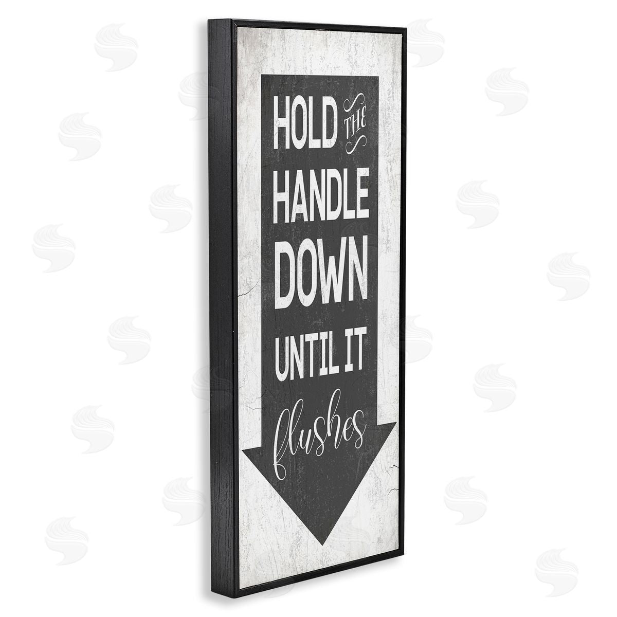 Hold Handle Down Bathroom Arrow Black Frame Print Wall Art, Home Decor by Stupell Studio