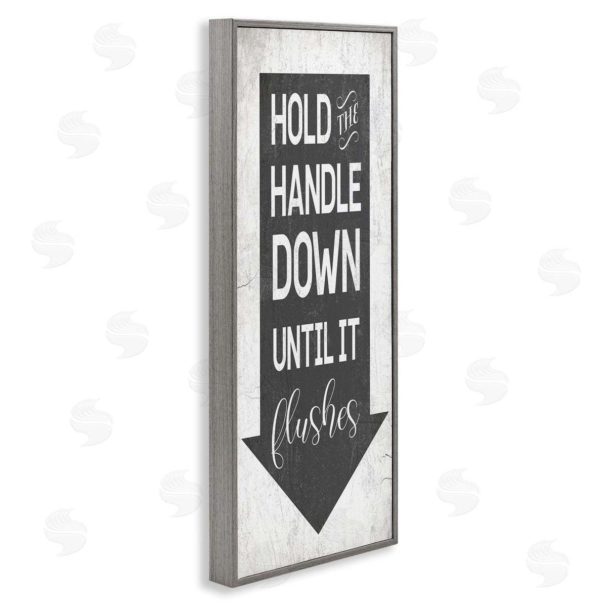 Hold Handle Down Bathroom Arrow Grey Frame Print Wall Art, Home Decor by Stupell Studio