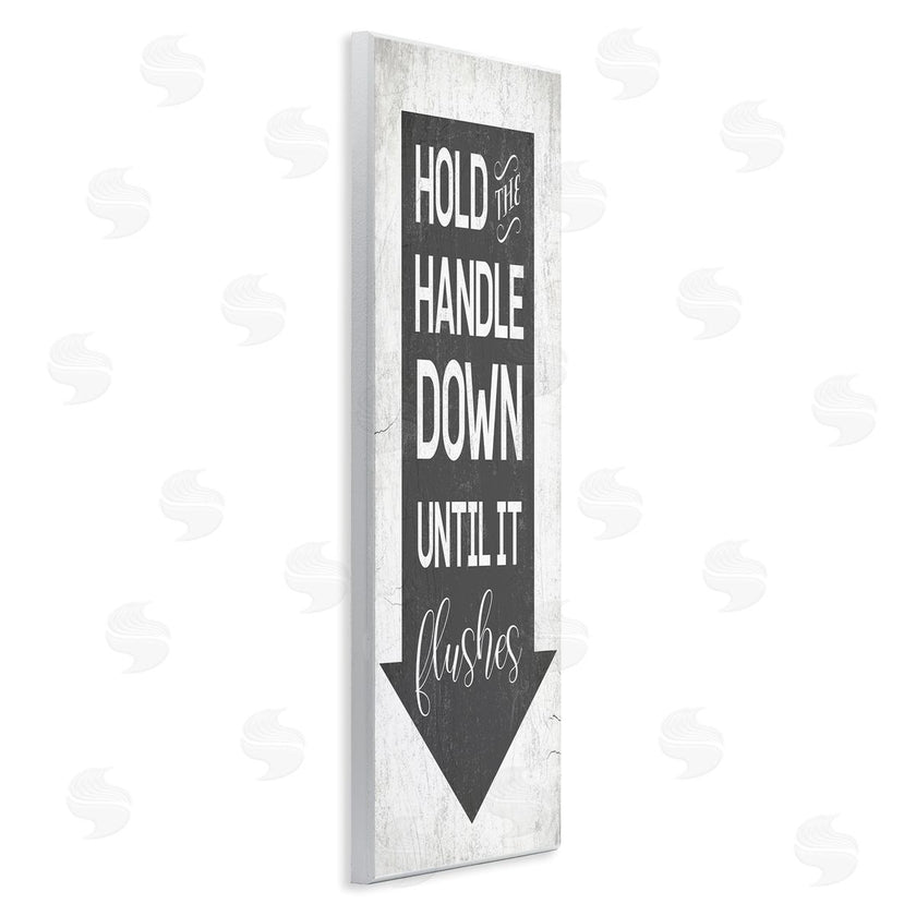 Stupell Studio | Hold Handle Down Bathroom Arrow