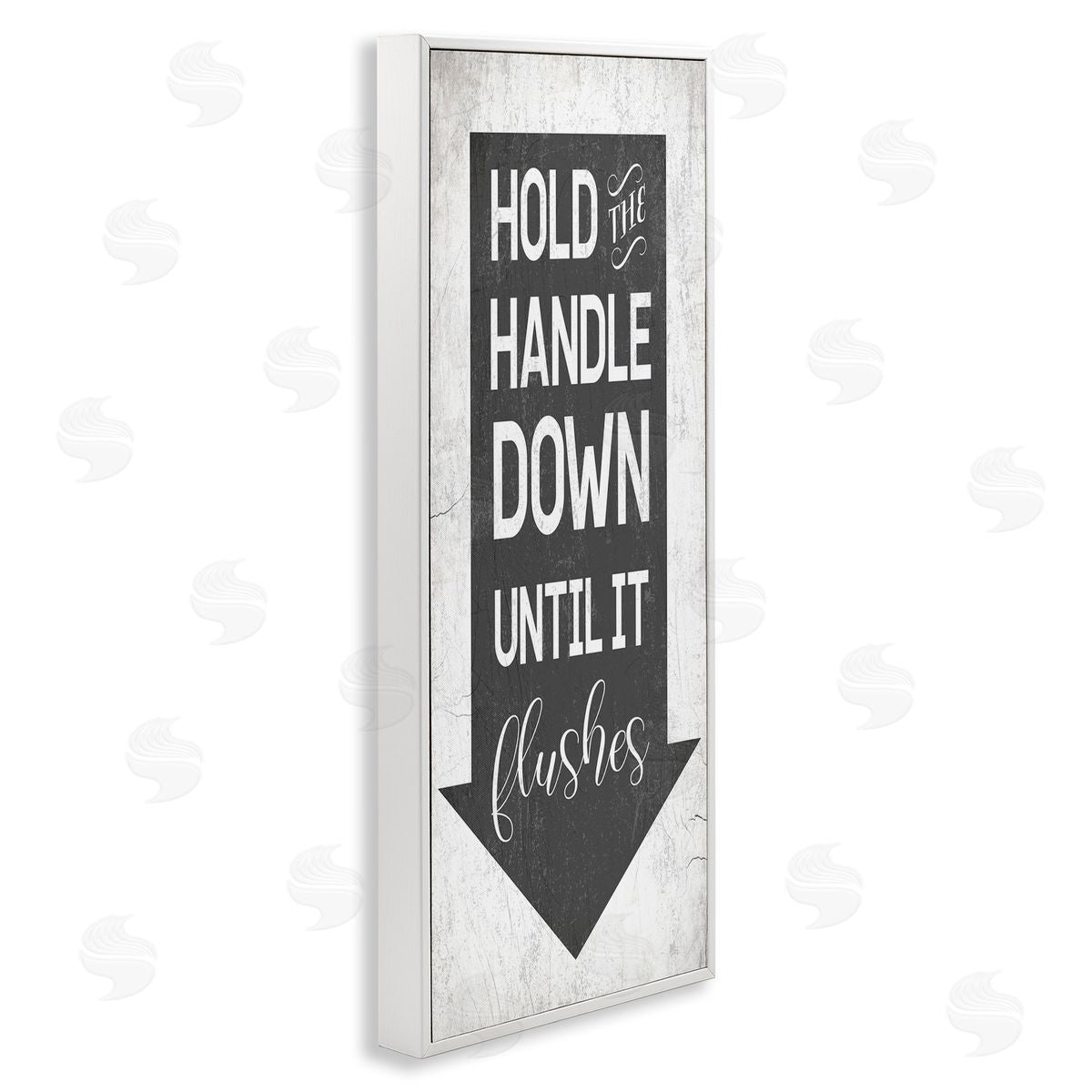 Hold Handle Down Bathroom Arrow White Frame Print Wall Art, Home Decor by Stupell Studio