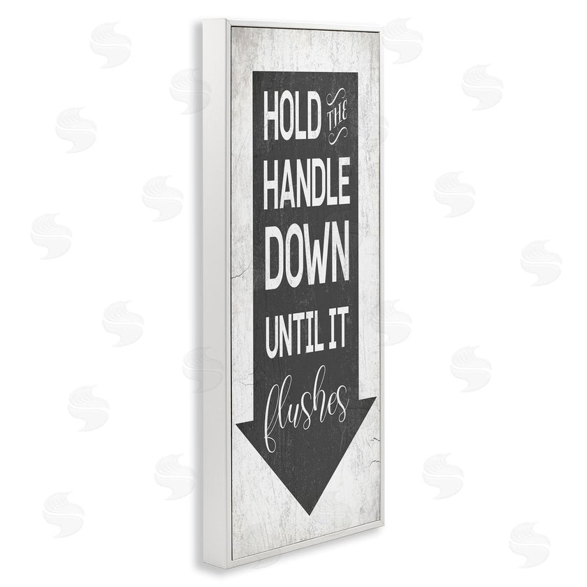 Stupell Studio | Hold Handle Down Bathroom Arrow