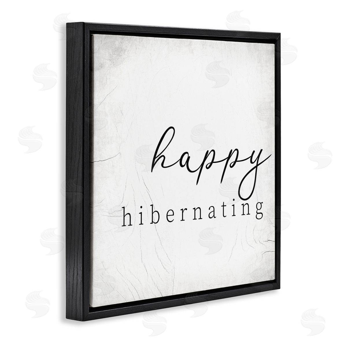 Happy Hibernating Rustic Winter Black Floating Frame Canvas Wall Art, Home Decor by Stupell Studio